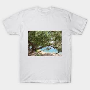 Mediterranean Sea Coast with Olive Tree Photo T-Shirt